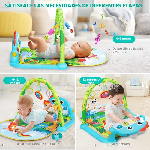 Vista 5 de UMIKU Alfombrillas de Gimnasio de Juego para Bebé Tapete para el Tiempo Boca Abajo Centro de Actividades Musicales para Bebés Recién Nacidos Piano