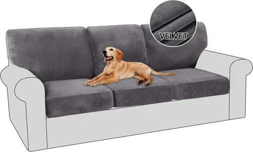 Vista 27 de PrinceDeco Fundas para sillas de terciopelo de varias piezas, fundas de cojín para sofá, fundas de cojín lavables, fundas de cojín de asiento
