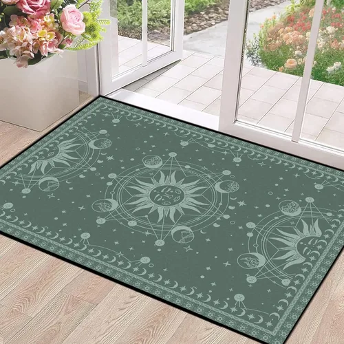 Vista 28 de Alfombra de Sol y Luna Boho Alfombras de Área Celestiales para Dormitorio Residencia Universitaria Sala de Estar Bohemia Oculta Creciente Solar
