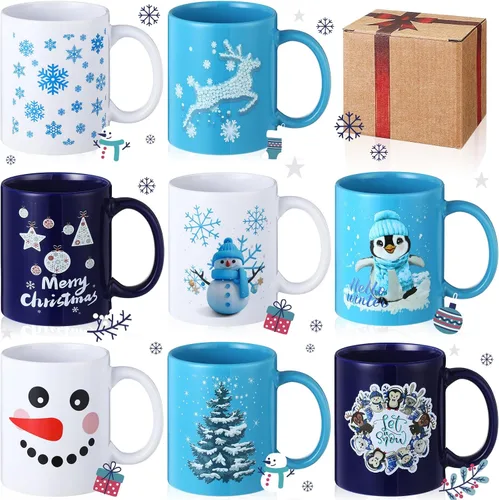 Vista 11 de Maxdot 8 tazas de café de cerámica para profesores, mango de 12 onzas