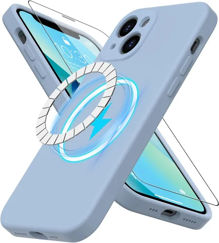 Vista 27 de DEENAKIN Funda magnética de silicona para iPhone 12 Pro con protector de pantalla, compatible con MagSafe, protección de cámara, funda protectora