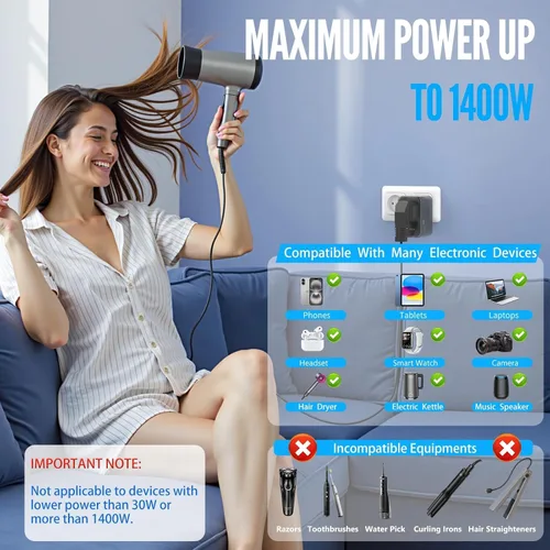 Vista 5 de Convertidor de voltaje de 220 V a 110 V de EE. UU. a Europa, adaptador de viaje convertidor de enchufe para Europa con 20 W PD y 2USB-A y 2USB-C
