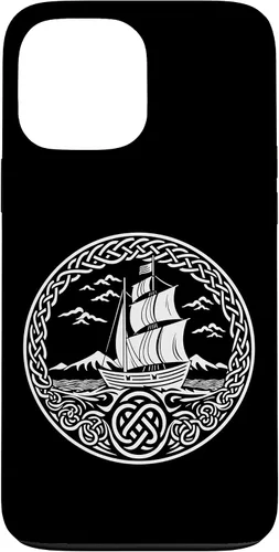 Vista 22 de Funda para iPhone 11 Pro Max Ship Sailing de mitología nórdica con nudos celtas
