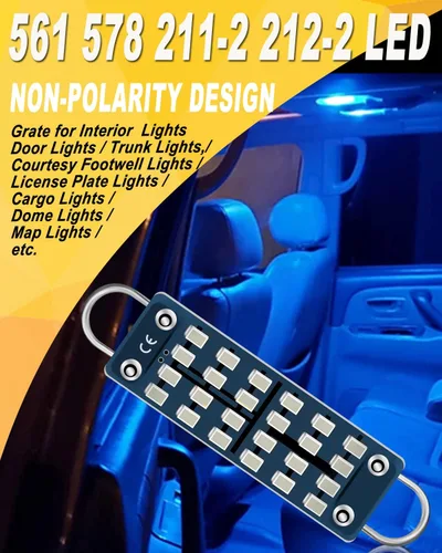 Vista 2 de Qasim 44mm (1.73") Bombilla LED de circuito rígido brillante azul, sin polaridad 12V 211-2 212-2 561 562 567 564 RL4410 Luz interior para espejo