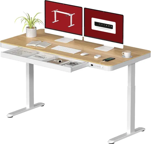Vista 13 de SANODESK Escritorio eléctrico de una pieza ajustable en altura con cajón Blanco