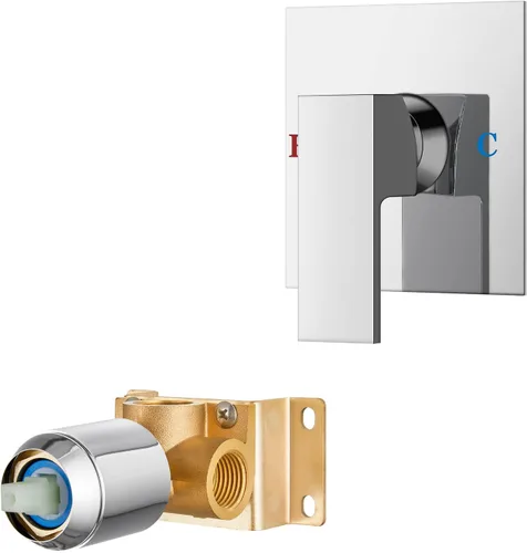 Vista 12 de Airuida Kit de Acabado de Válvula de Ducha de Una Sola Manija – Válvula de Instalación Empotrada de Latón para Montaje en Pared con Conexión