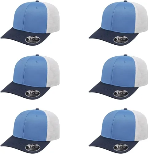 Vista 65 de Cap America i8502 Flexfit 110 Premium - Gorra de camionero de perfil medio con 6 paneles de malla trasera con protección UV y cierre ajustable
