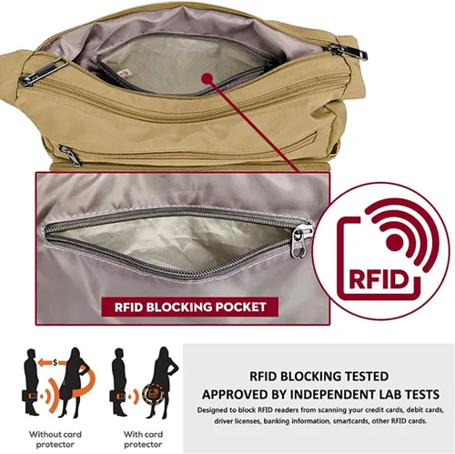 Vista 5 de VOLGANIK ROCK - Bolso RFID para mujeres, de tela, nailon, con múltiples bolsillos, para viaje