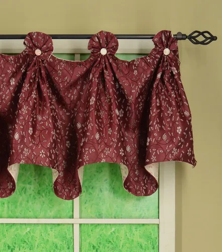 Vista 2 de Today's Curtain Madison - Cenefa reversible con botones, 20 pulgadas de largo, color burdeos