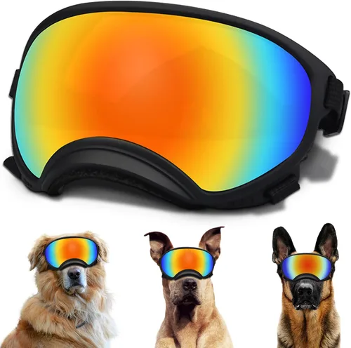 Vista 37 de Gafas de sol para perros medianos con correa ajustable, protección UV, gafas de sol para cachorros a prueba de viento, adecuadas para mascotas