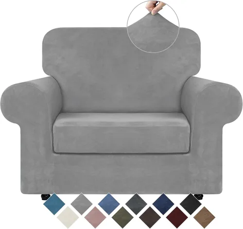 Vista 22 de WEERRW 4 Piezas Fundas de Terciopelo de Alta Elasticidad para Sofá de 3 Cojines Fundas de Sofá, Protector de Muebles Lavable con Parte Inferior