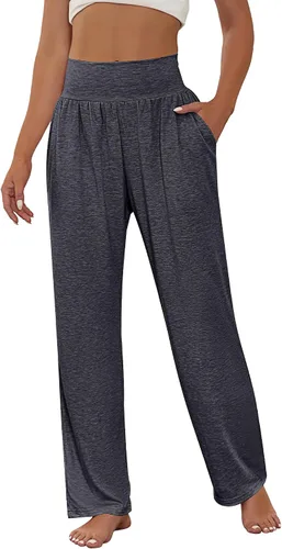 Vista 4 de Neer - Conjunto de 3 pantalones de yoga de pierna ancha para mujer, cómodos, holgados, de cintura alta, pantalones deportivos casuales