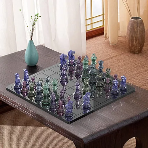 Vista 4 de Molde de resina epoxi de ajedrez 3D hecho a mano, molde de piezas de ajedrez de cristal UV, molde epoxi para decoración del hogar, molde