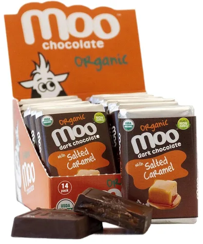 Vista 10 de Moo Chocolates ' Mini barras de chocolate negro sólido natural, 0.7 onzas (14 unidades)