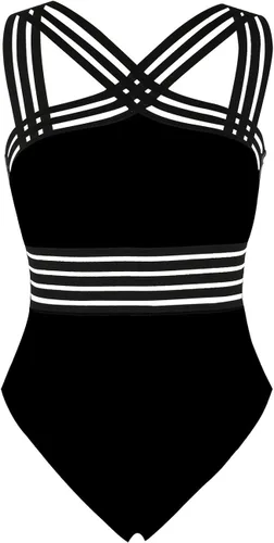 Vista 2 de Hilor - Traje de baño de una pieza para mujer parte delantera cruzada diseño con recortes