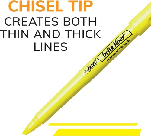 Vista 7 de BIC Brite Liner - Resaltador con punta de cincel, color naranja y azul, 12
