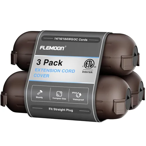 Vista 12 de Flemoon - Paquete de 3 fundas impermeables para cable de extensión para exteriores Small Electrical Connection Box for Straight Plug, Socket