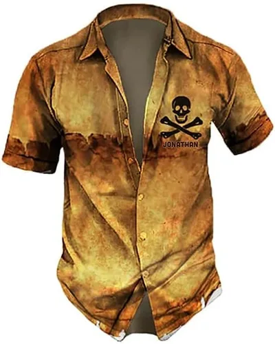 Vista 5 de Camisas hawaianas de calavera para hombre, camisa hawaiana para hombre, camisa hawaiana de calavera hawaiana, camisa hawaiana para hombre, camisa