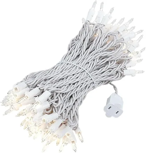 Vista 13 de Novelty Lights - Cadena de 100 mini luces incandescentes con bulbo, 50 pies, espaciadas cada 6 pulgadas, con cable blanco, con certificación UL