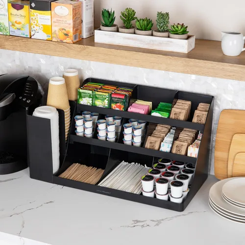 Vista 2 de Mind Reader "Pioneer breakroom Organizador 11 Compartimiento condimento Soporte, color negro, 14 compartimentos - extra grande, Negro