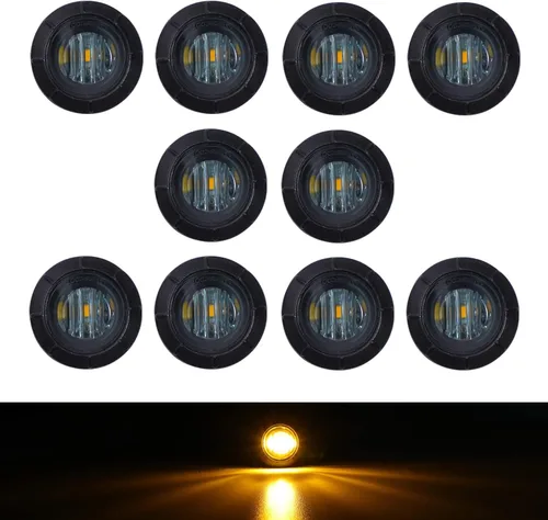 Vista 12 de TMH 30 piezas 3/4 pulgadas 10 luces ámbar + 10 luces rojas + 10 luces blancas, 3 LED, luces indicadoras de despeje, luces marcadoras laterales, mini