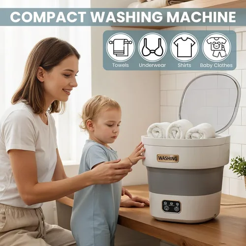 Vista 3 de lavadora portátil 15L pequeña lavadora portátil para ropa interior Paños delicados y ropa ligera Idel para apartamento Dormitorios Hotel y Camping