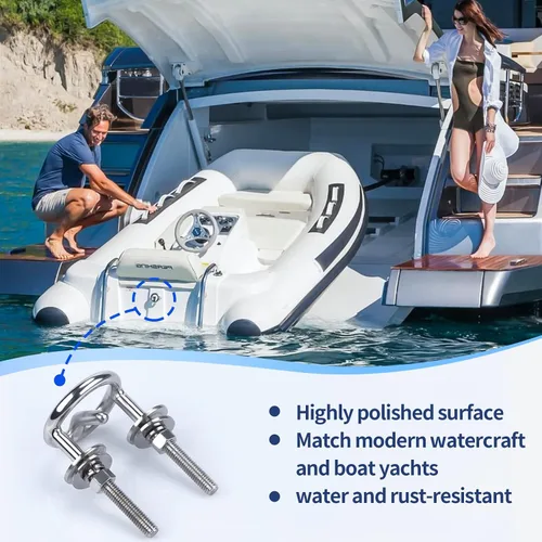 Vista 3 de Marine 316 - Gancho de remolque de acero inoxidable para barcos, kayak, surf