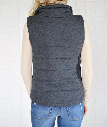 Vista 3 de Valphsio - Chaqueta sin mangas acolchada para mujer, ligera, con cierre, cordón ajustable y bolsillos