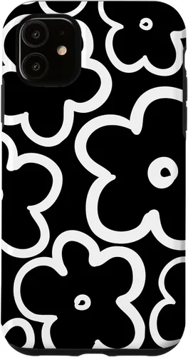 Vista 8 de Cute Flower Pattern Large Wildflower Black and White Floral Case for iPhone 17