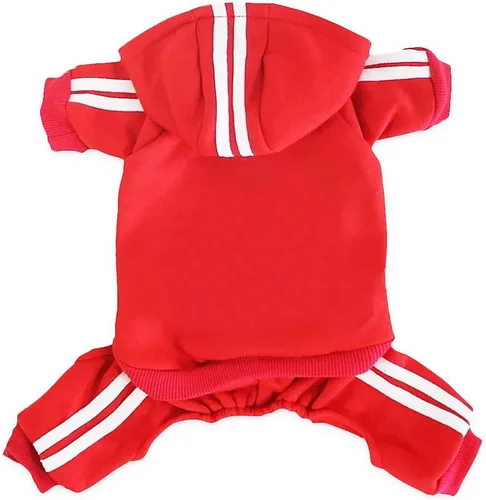 Vista 8 de MeowWow Sudadera con capucha para cachorros pequeños, suéter de 4 patas, mono de forro polar, sudadera con capucha para mascotas, ropa de invierno