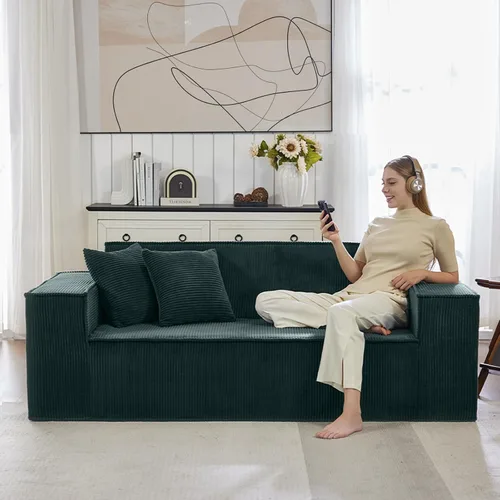 Vista 8 de SUYOLS Sofá nube de pana con almohada, espuma viscoelástica de alta calidad, no requiere montaje, sofá de asiento profundo en caja, silla que ahorra
