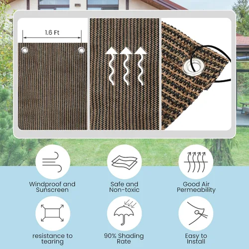 Vista 2 de Pantalla de tela 90% de privacidad de 10 x 10 pies, paño para parasol con ojales reforzados para patio al aire libre, toldo, porche, pérgola