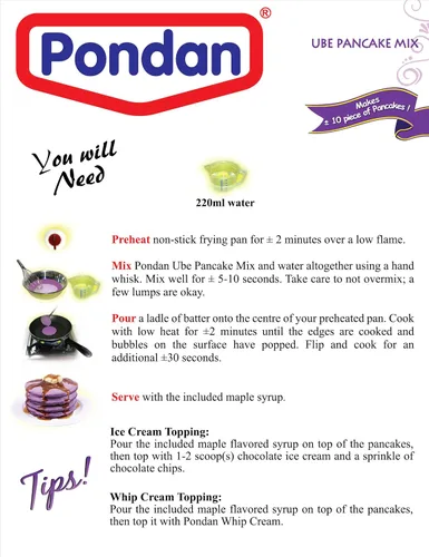 Vista 3 de Pondan - Ube Pancake Mix 8.8oz (jarabe de arce incluido) (paquete de 1)