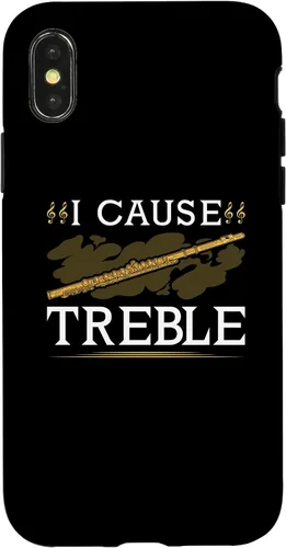 Vista 5 de Funda para iPhone 11 Pro Max con flauta transversal, I Cause Treble, divertida funda Flutist