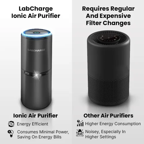 Vista 7 de Lab Charge Purificador de Aire Iónico Pequeño para Hogar y Dormitorio – Filtro HEPA Silencioso – Cubre 250 Pies Cuadrados - Limpiador Libre