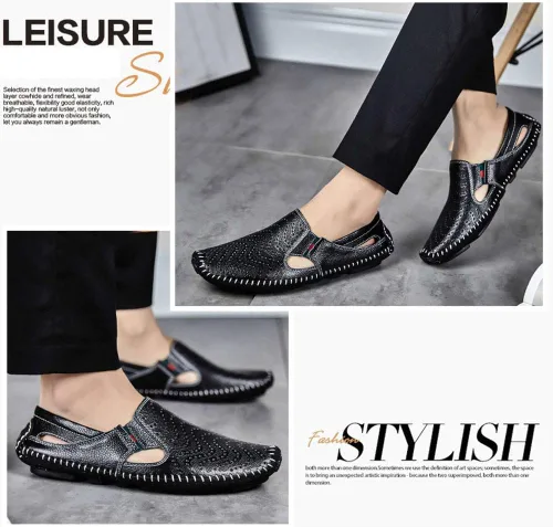 Vista 7 de Noblespirit Zapatos de conducción de cuero para hombre, zapatos casuales sin cordones para hombre en verano, Azul 2