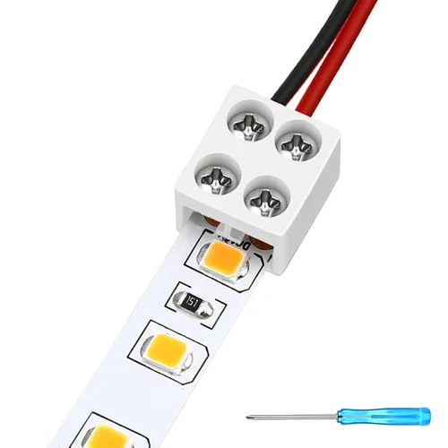 Vista 7 de Paquete de 10 conectores LED de cinta a cinta sin soldadura, bloques de terminales de tornillo de apriete, conector de 2 pines de 8mm