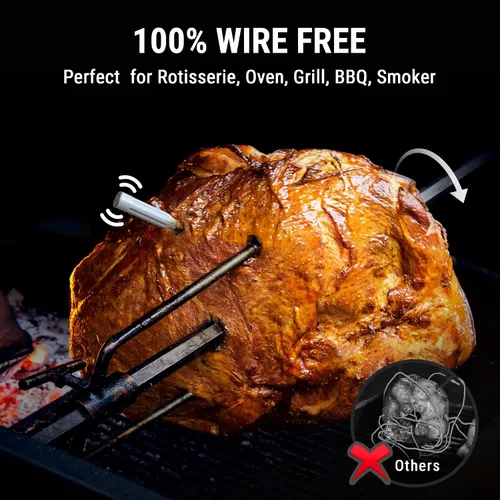 Vista 8 de [Usado] Termómetro inalámbrico Bluetooth de carne de 500 pies para asar y ahumar, termómetro de parrilla de doble sonda de carne, amplificador