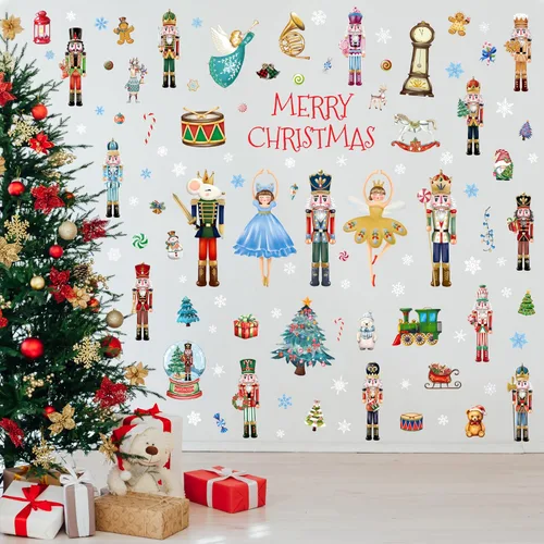 Vista 8 de Calcomanías de pared de pan de jengibre de Navidad, 12 hojas, calcomanías de pared de Navidad, decoración de pan de jengibre, calcomanías de vinilo