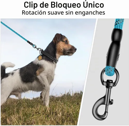Vista 4 de Correa de perro resistente para perros de raza grande, mediana y pequeña, correa de perro reflectante con asa cómoda, correas de cuerda