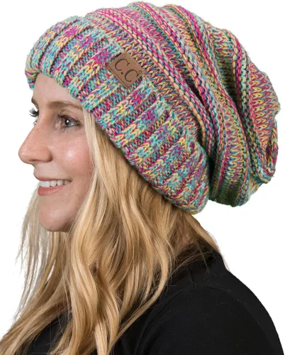 Vista 185 de Funky Junque Gorro de moda de punto trenzado de talla extragrande, grueso, abrigado, suave y holgado