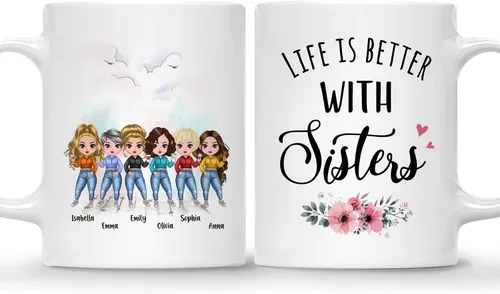 Vista 10 de GOSSBY Taza personalizada (2 Sisters) ¡Aparentemente somos problemas cuando estamos juntos, quién sabía! Taza personalizada para mejor amiga