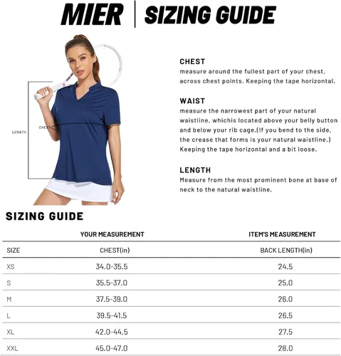 Vista 6 de MIER Polo de golf para mujer, sin cuello, UPF 50+, manga corta, tenis y correr, cuello en V