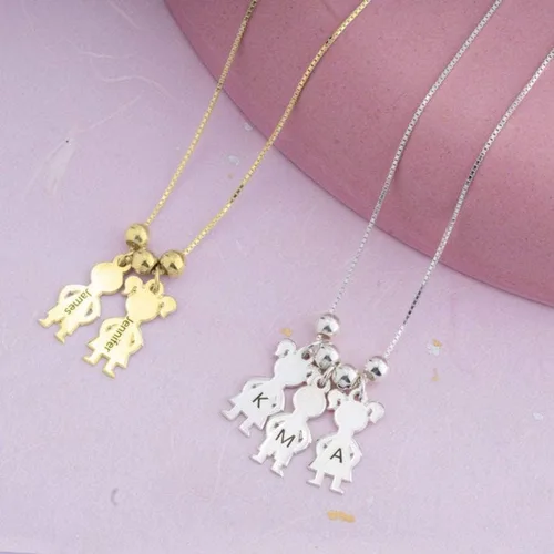 Vista 3 de Collar para mamá con nombre del niño, regalos personalizados para el día de la madre, dijes para niños y niñas, joyería familiar con nombres