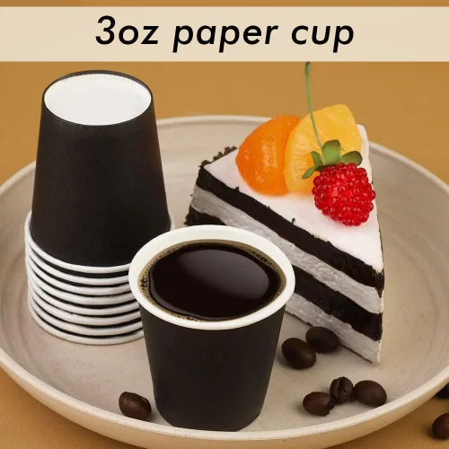 Vista 4 de Wuadua Paquete de 50 vasos de papel espresso negro de 3 onzas, resistentes y a prueba de fugas para fiestas, eventos, oficina, uso doméstico, vasos