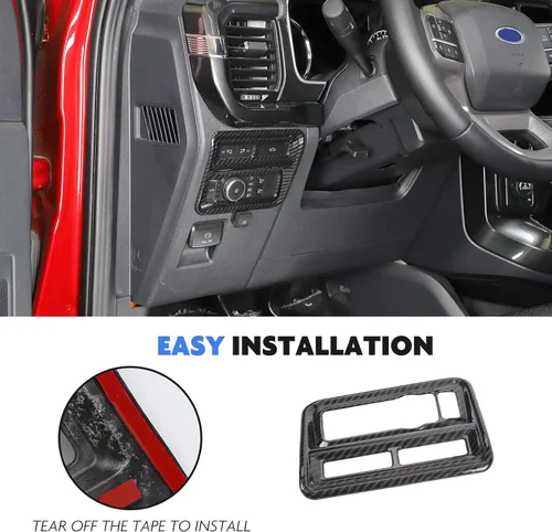 Vista 6 de Jimen Para 2021+ F150 Panel de control del panel de control del marco de la cubierta compatible con Ford F150 2021-2023 (grano de fibra de carbono)