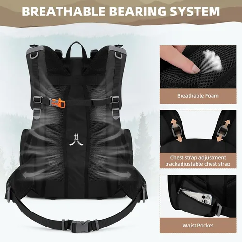 Vista 5 de Maelstrom Senderismo, Negro, Grande Rain Cover,Hydration-Ready, Tripod Straps, Load Compression, Survival Whistle, Perfect For Men