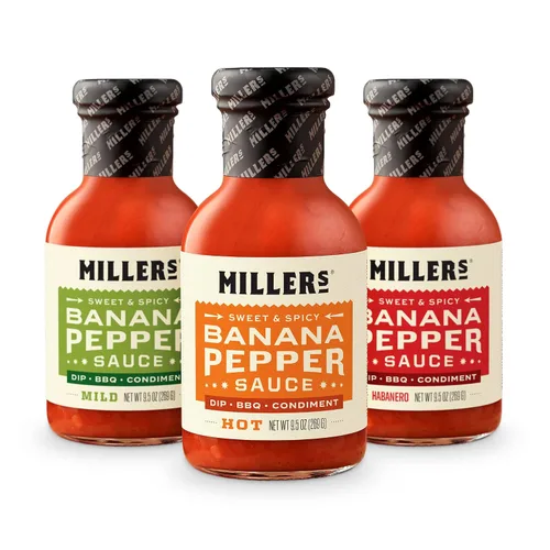 Vista 10 de Miller's Banana Pepper Habanero - Salsa picante picante de plátano y pimienta, el mejor uso para carnes a la parrilla, barbacoa y alitas de pollo
