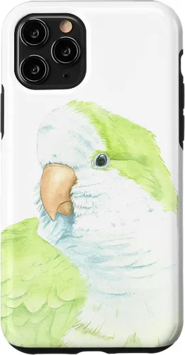 Vista 28 de iPhone 12 Pro Max monje perico quaker acuarela loro retrato caso