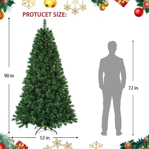 Vista 3 de Jeco Inc. 7.5 Feet. Pre-Lit Artificial Christmas Tree with Metal Base